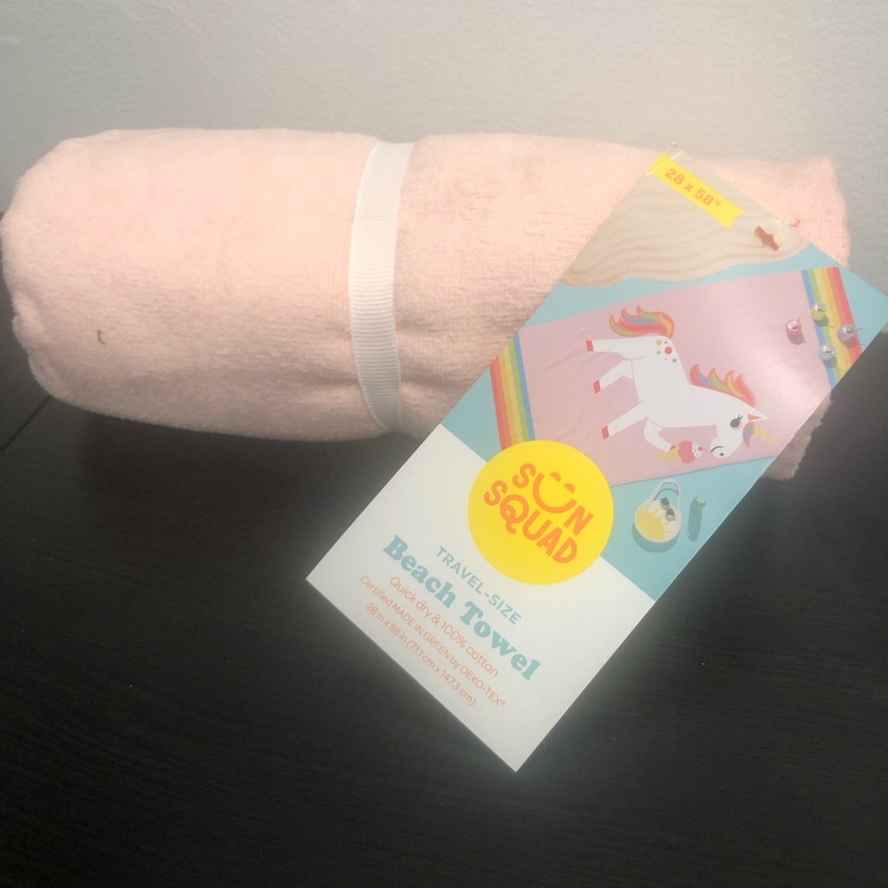 Sun Squad Travel-Size Beach Towel with Unicorn Design
